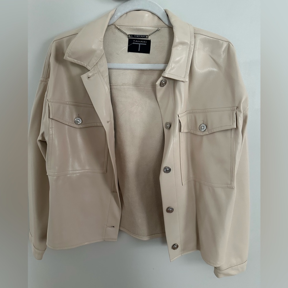 Beige Faux Leather Jacket
